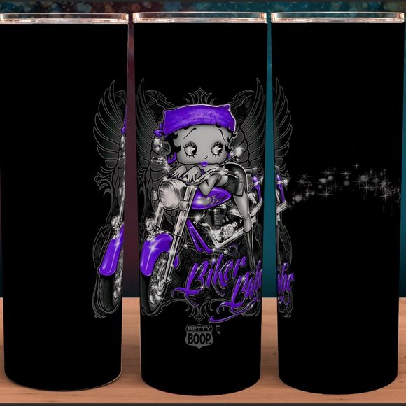 Biker Betty Boop Purple Cup Mug Tumbler 20oz - Picture 1 of 1